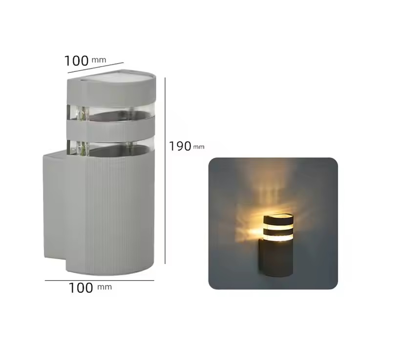 APLIQUE DE PARED OVALADO 1 LUZ GRIS PARA EXTERIOR E27 WJ