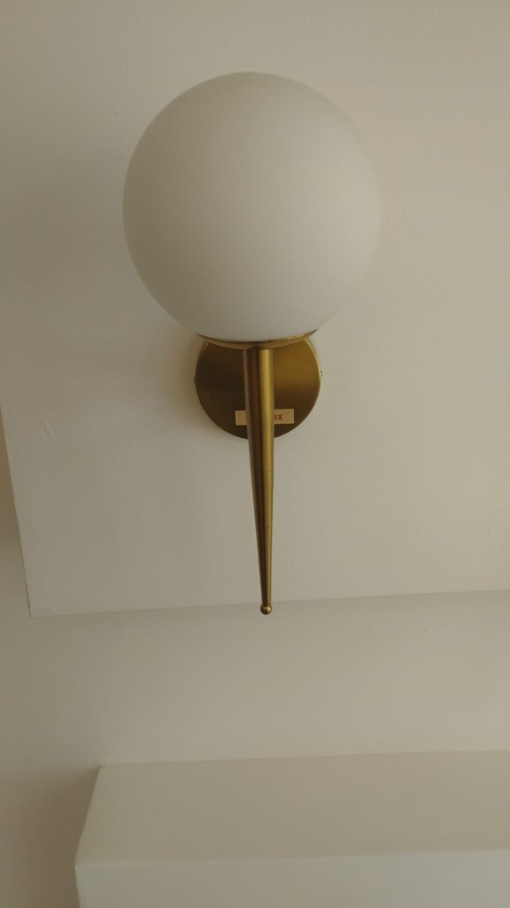 APLIQUE DE PARED P/ INTERIOR DORADO GLOBO FROST E27