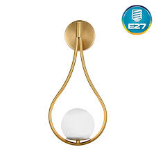 APLIQUE DE PARED P/ INTERIOR DORADO GLOBO FROST GUITARRA E27