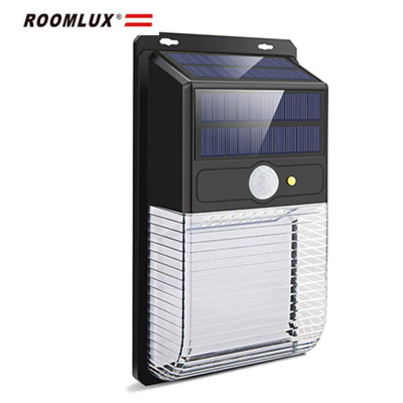 APLIQUE SOLAR DE PARED CON SENSOR DE MOVIMIENTO 350LM 54 LARGA LED ROOMLUX