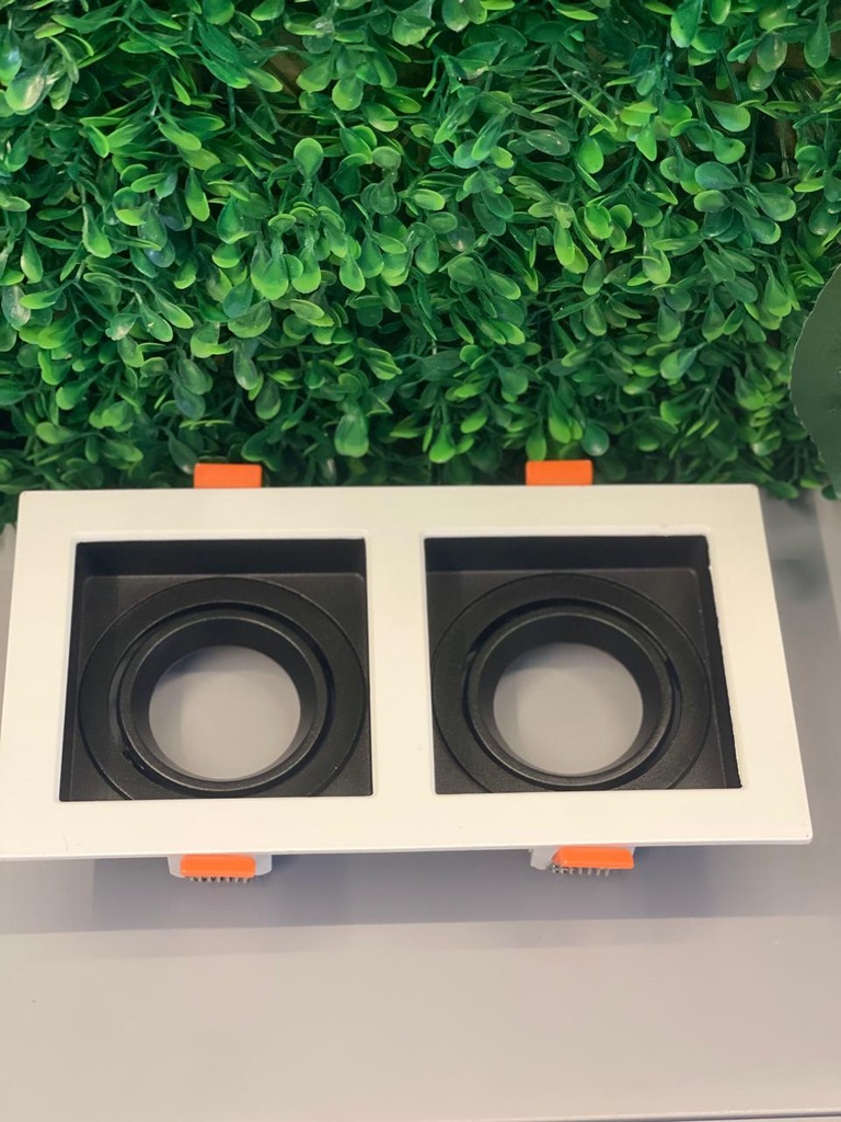 BASE DE DICROICA CUADRADA BASCULANTE SEMIPROFUNDA BLANCA Y NEGRA EVOLIGTH 100X100X37