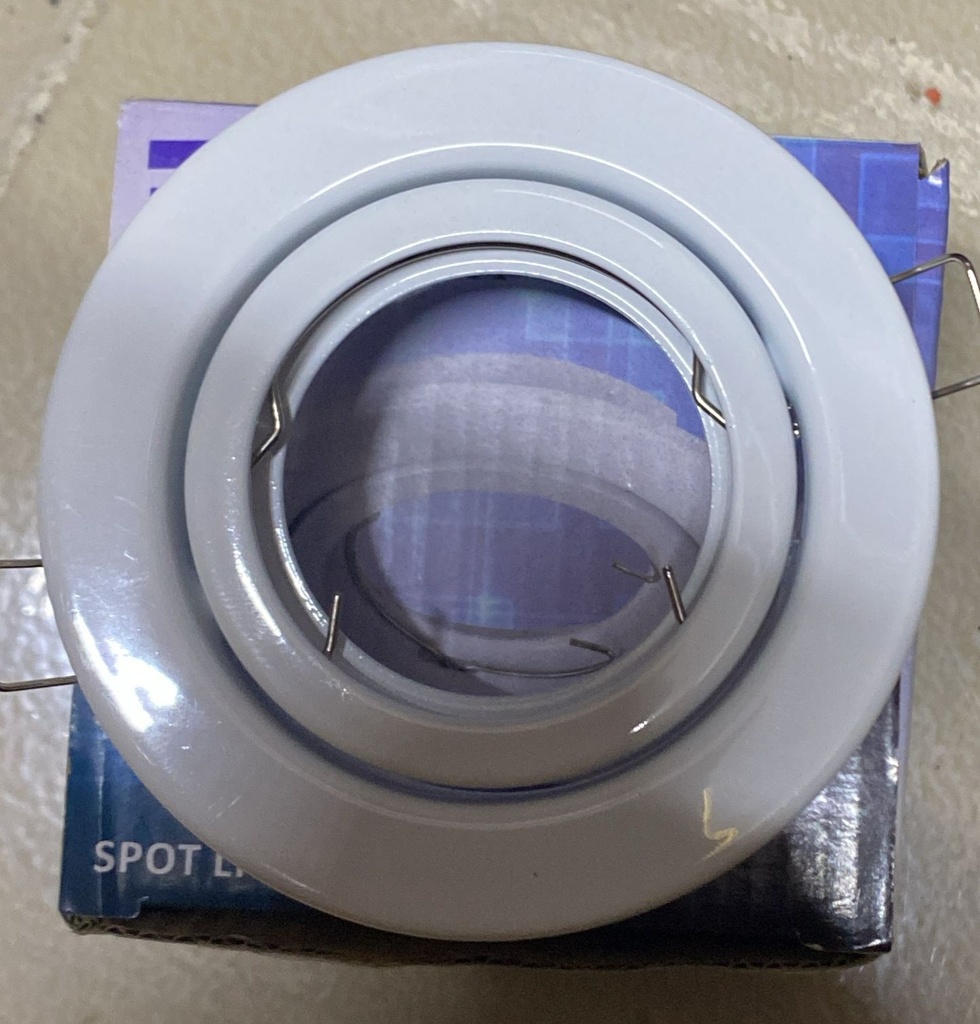 BASE DE DICROICA REDONDA BASCULANTE PLANA BLANCA EVOLIGHT Ø90MMXØ72MMX60