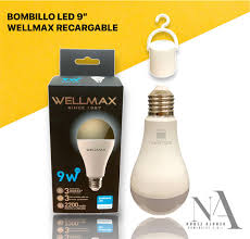 BOMBILLO LED BULBO RECARGABLE  9W 6500K AC85-240V 3 HORA DE DURACION WELLMAX