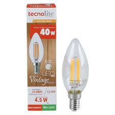 BOMBILLO LED TORPEDO FILAMENTO CLEAR DIMMABLE 4.5W 2700K E14 420LM AC110-130V TECNOLITE