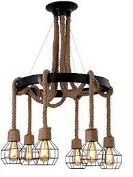 LAMPARA COLGANTE DE TECHO DE SOGA 5 ZOCALO E27 WJ