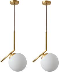 LAMPARA COLGANTE DE TECHO DORADA 1 GLOBO BLANCO RECTA E27 FE