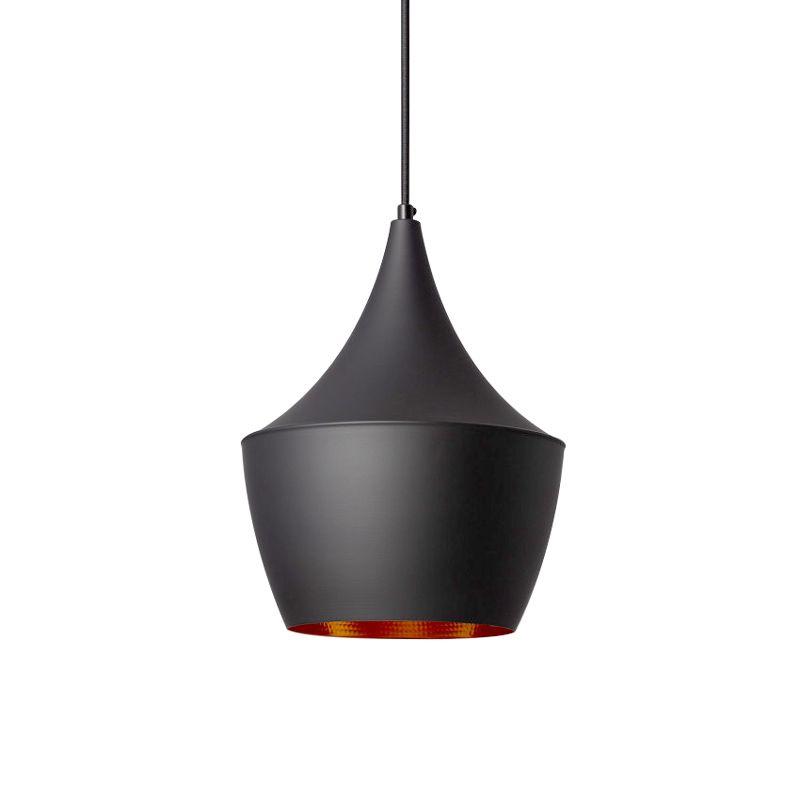 LAMPARA COLGANTE NEGRA Y DORADA COPA INVERTIDAD E27