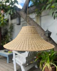 LAMPARA DE RATAN COLGANTE  TIPO PLATO NATURAL 52X52X65