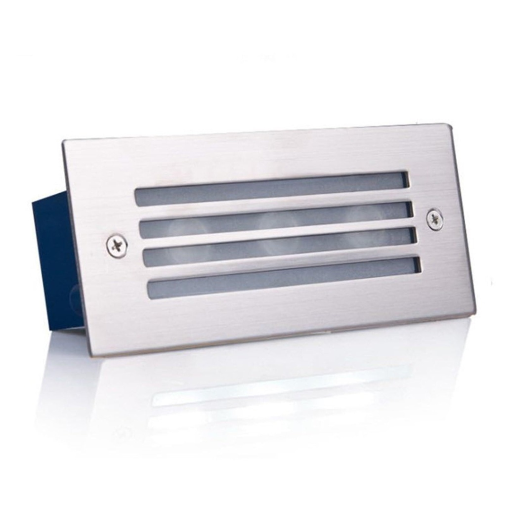 LAMPARA E27 EMPOSTRABLE DE ESCALERA CON REJILLA RECTANGULAR