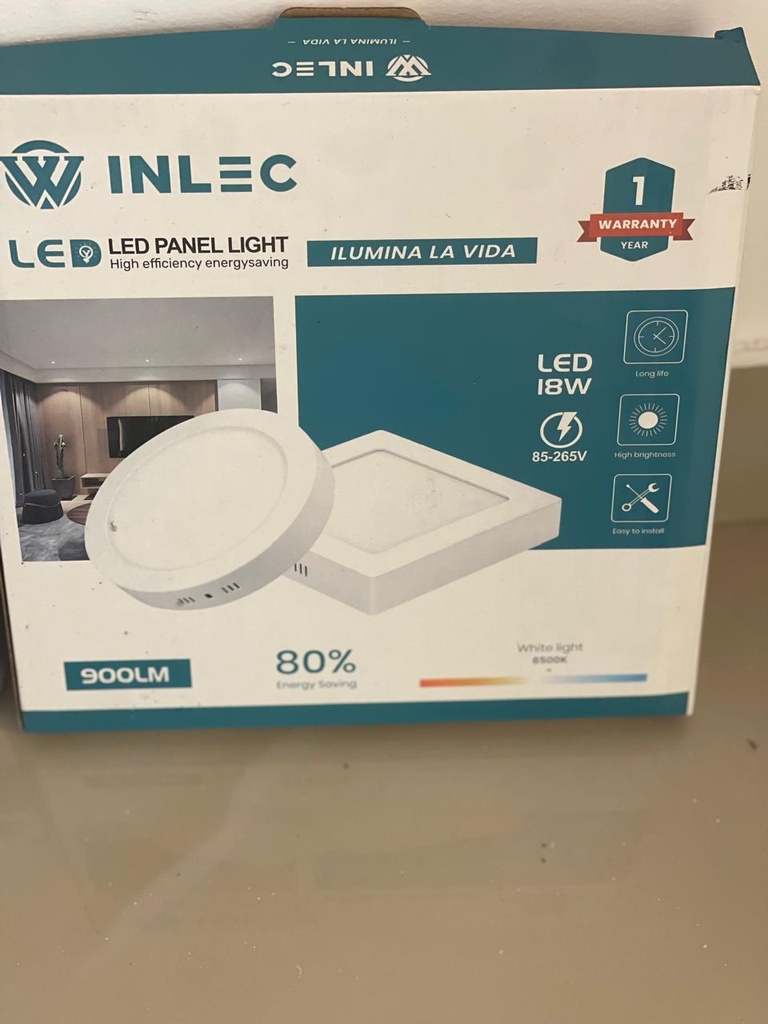 PANEL LED CUADRADO DE SUPERFICIE 18W 6500K AC85-265V IN