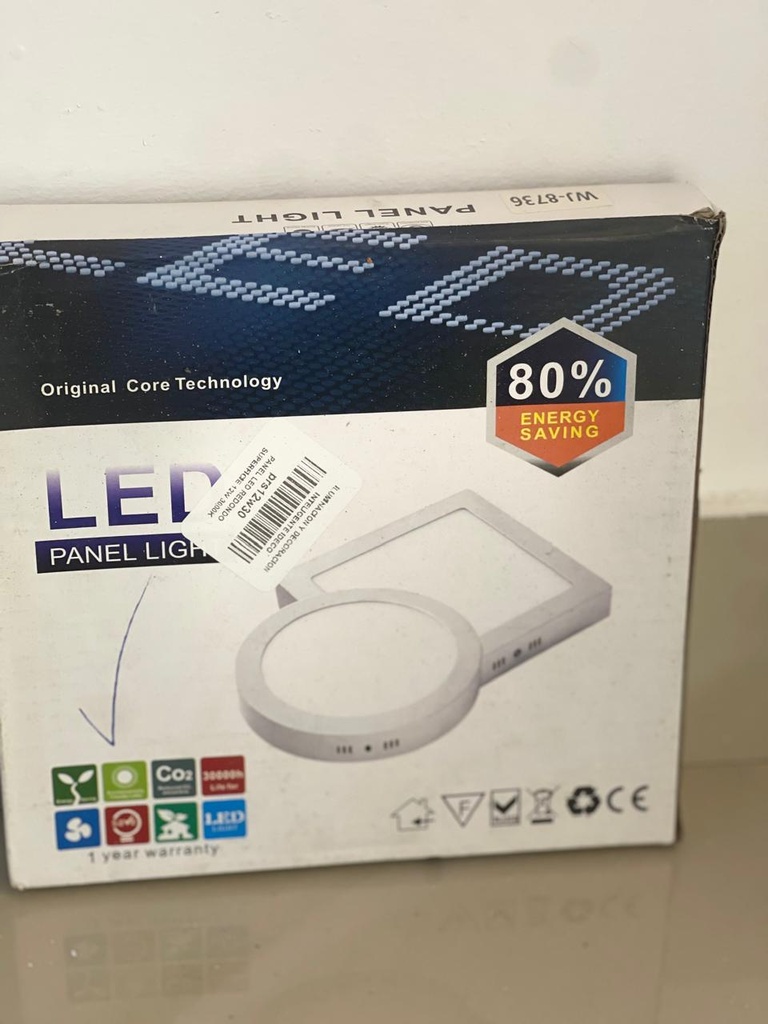 PANEL LED REDONDO DE SUPERFICIE 12W 3000K AC85-265V WJ