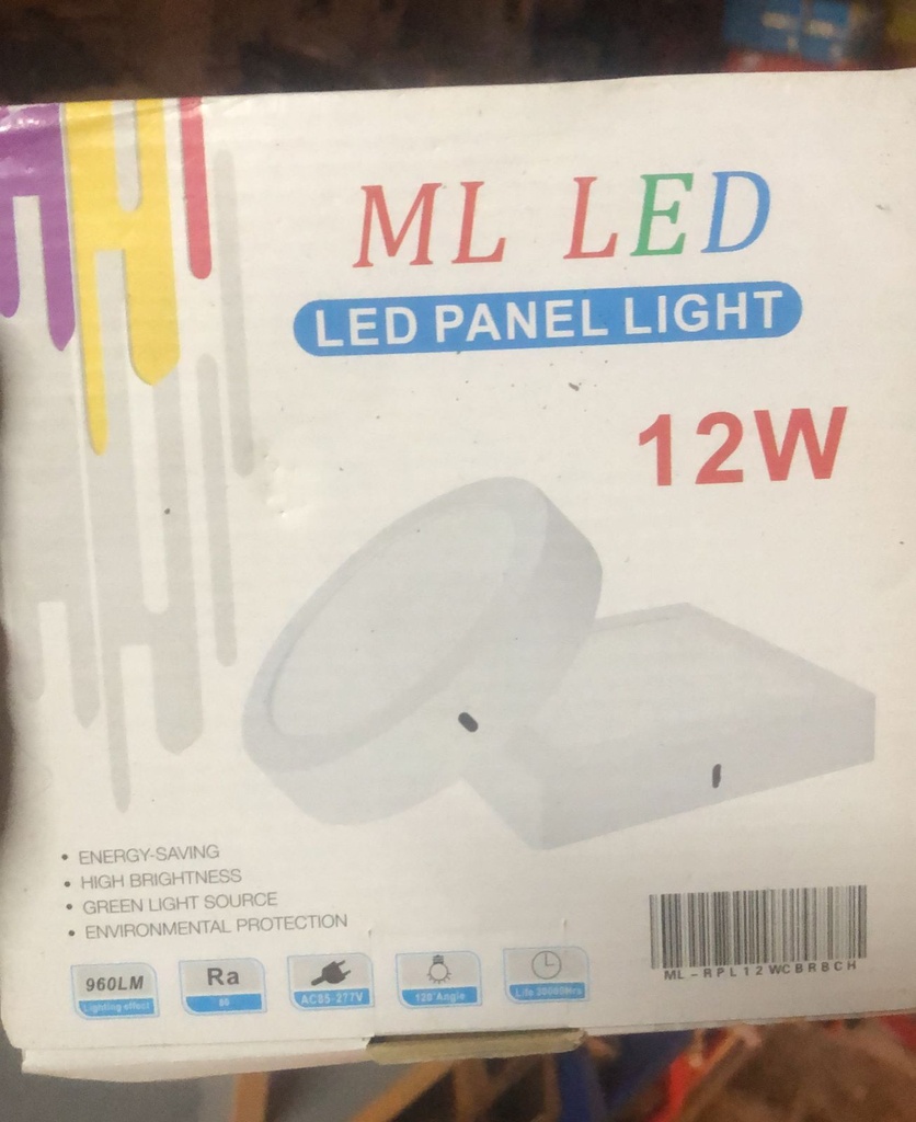 PANEL LED REDONDO DE SUPERFICIE 12W 4100K AC85-277V 960LM 30000HRS Ø160MM  ML