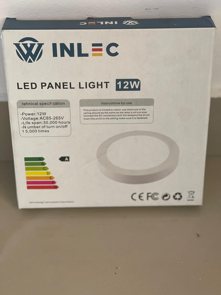 PANEL LED REDONDO DE SUPERFICIE 12W 6500K AC85-265V IN