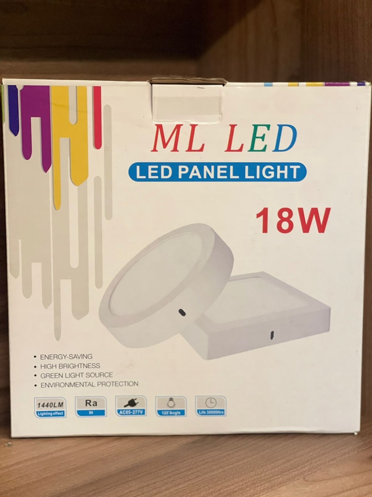 PANEL LED REDONDO DE SUPERFICIE 18W 6000K AC85-277V 480LM 30000HRS Ø110MM  ML