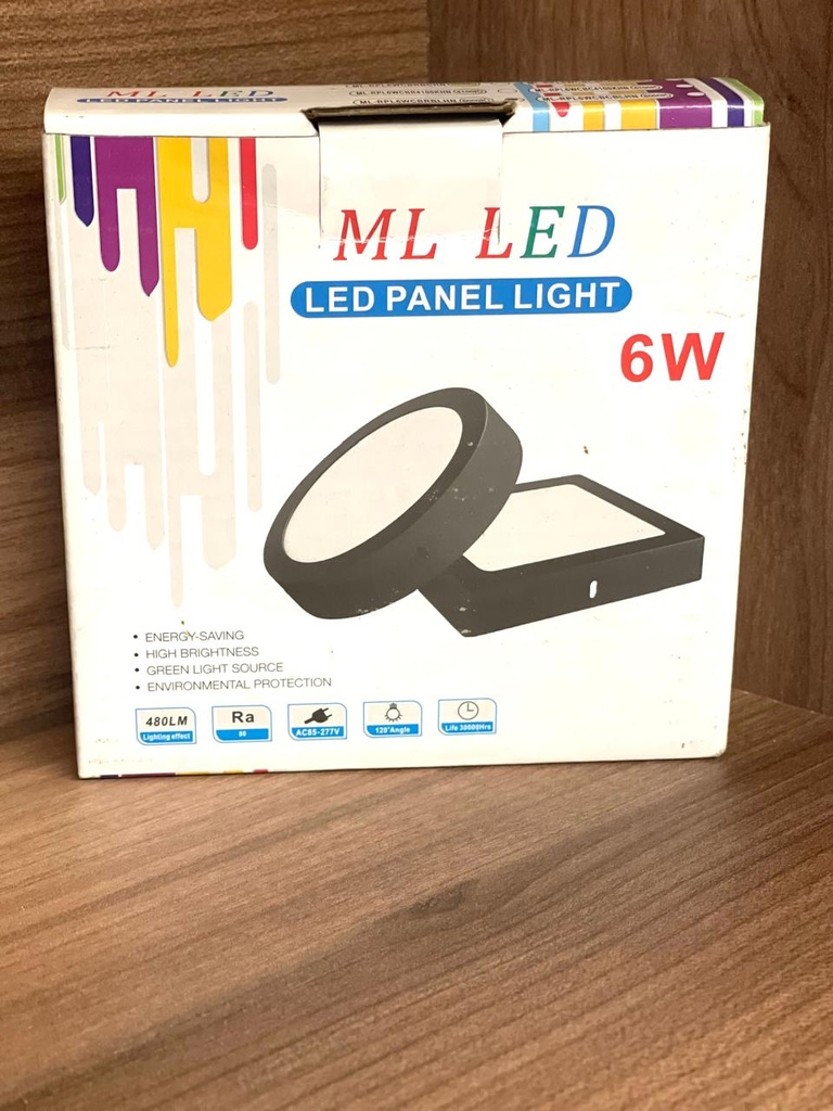 PANEL LED REDONDO DE SUPERFICIE NEGRO 6W 6000K AC85-277V 480LM 30000HRS Ø110MM ML
