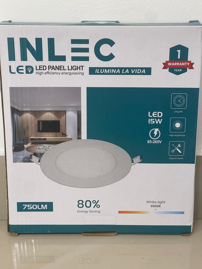 PANEL LED REDONDO EMPOSTRABLE 15W 6500K AC85-265V IN