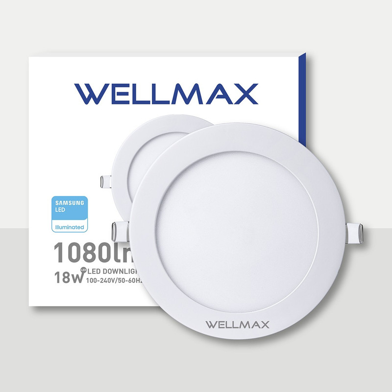 PANEL LED REDONDO EMPOSTRABLE 18W 6500K AC100-240V 1440LM 25000HRS Ø225MM WELLMAX