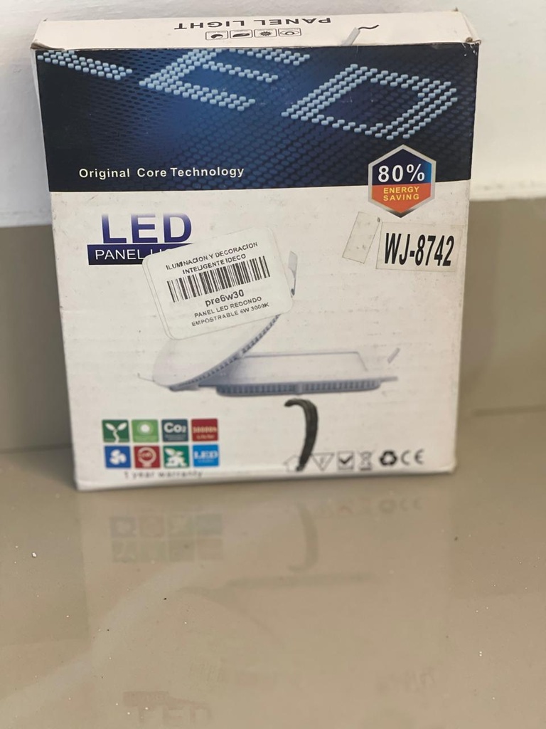 PANEL LED REDONDO EMPOSTRABLE 6W 3000K AC85-265V