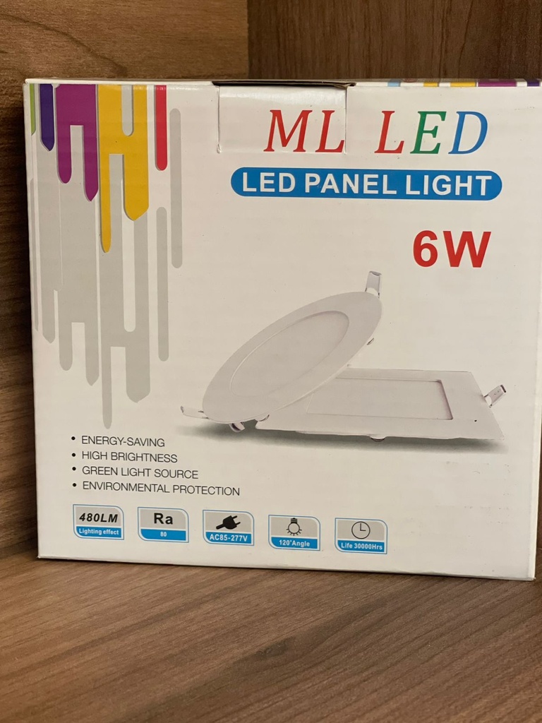PANEL LED REDONDO EMPOSTRABLE 6W 6000K AC85-277V 480LM 30000HRS Ø105MM 120MM ML