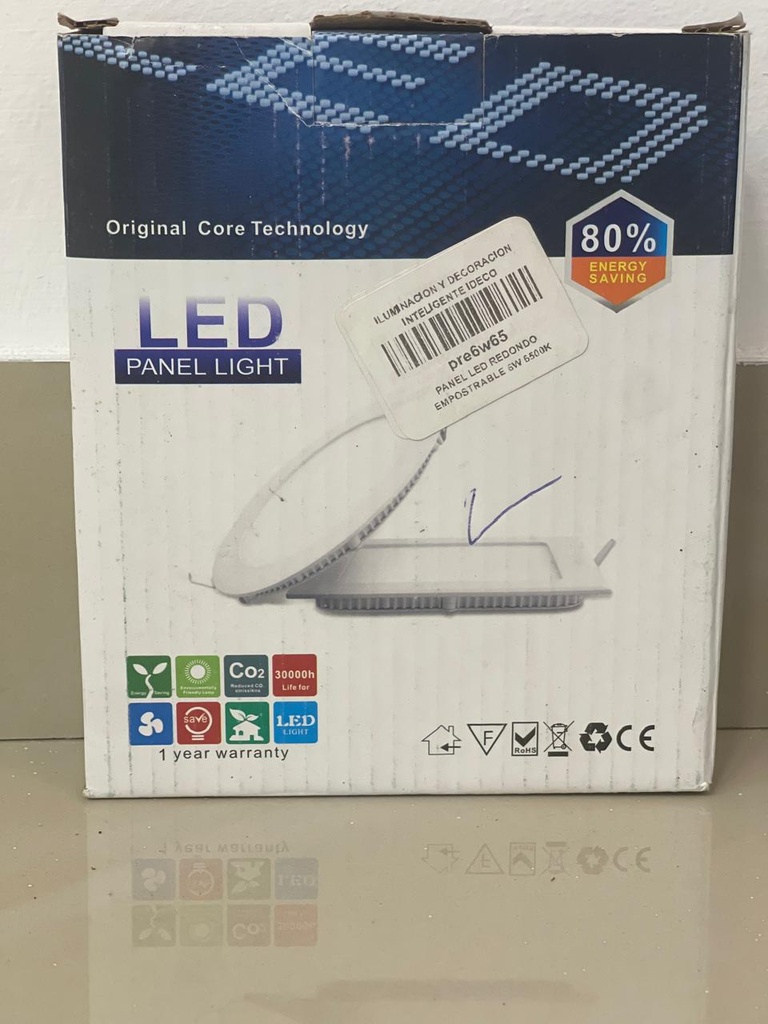 PANEL LED REDONDO EMPOSTRABLE 6W 6500K AC85-265V WJ