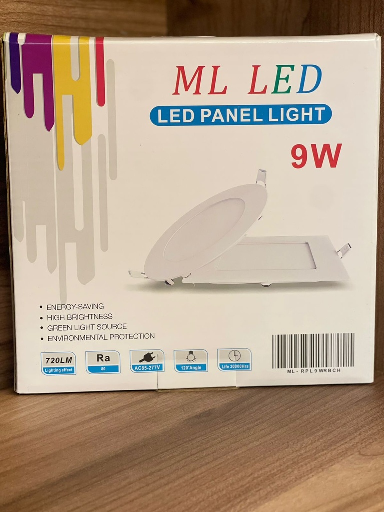 PANEL LED REDONDO EMPOSTRABLE 9W 6000K AC85-277V 720LM 30000HRS Ø135MM 145MM ML