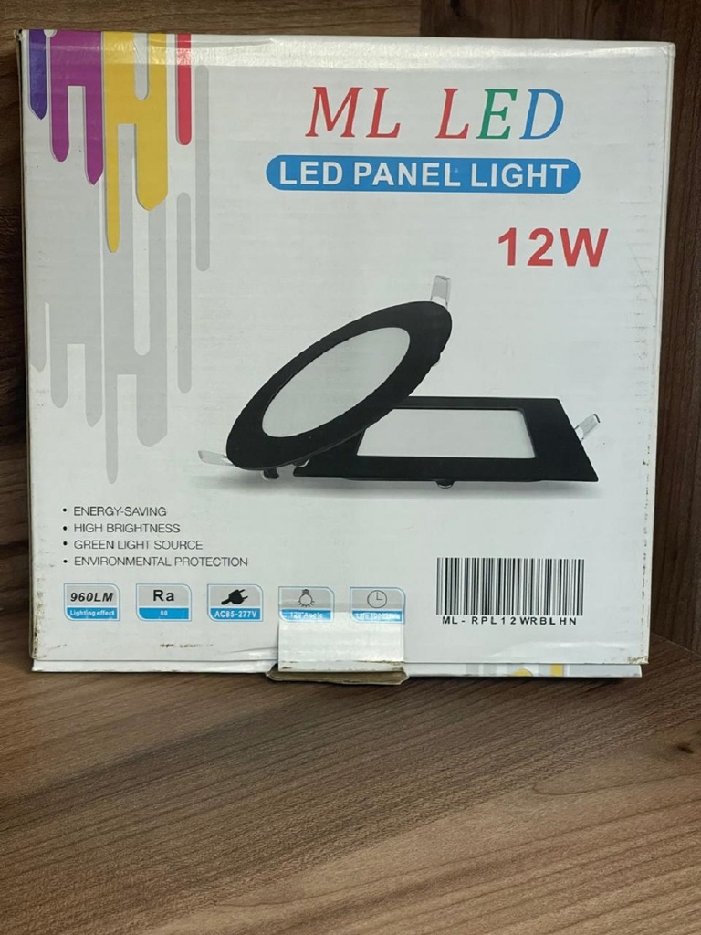PANEL LED REDONDO EMPOSTRABLE NEGRO 12W 6000K Ø155MM 170MM AC85-277V 960LM 30000HRS ML