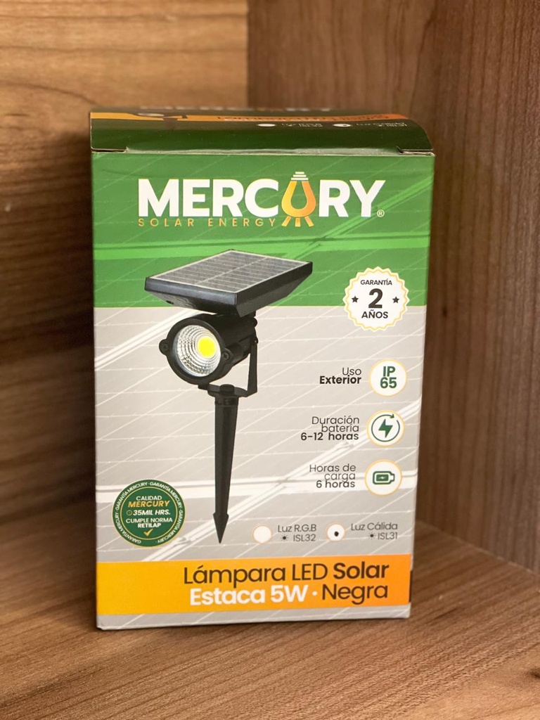 PINCHO DE JARDIN NEGRO SOLAR 5W 3000K IP44 MERCURY