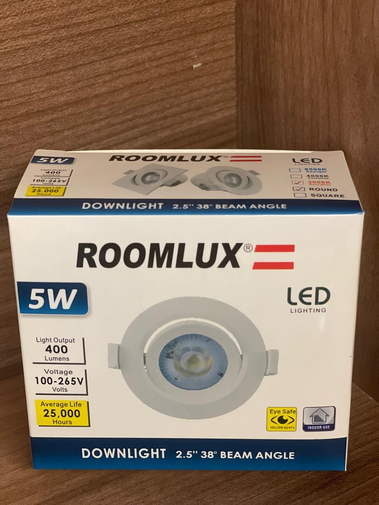 SPOT LED REDONDO BLANCO EMPOSTRAR PLASTICO 5W 3000K AC100-265V ROOMLUX