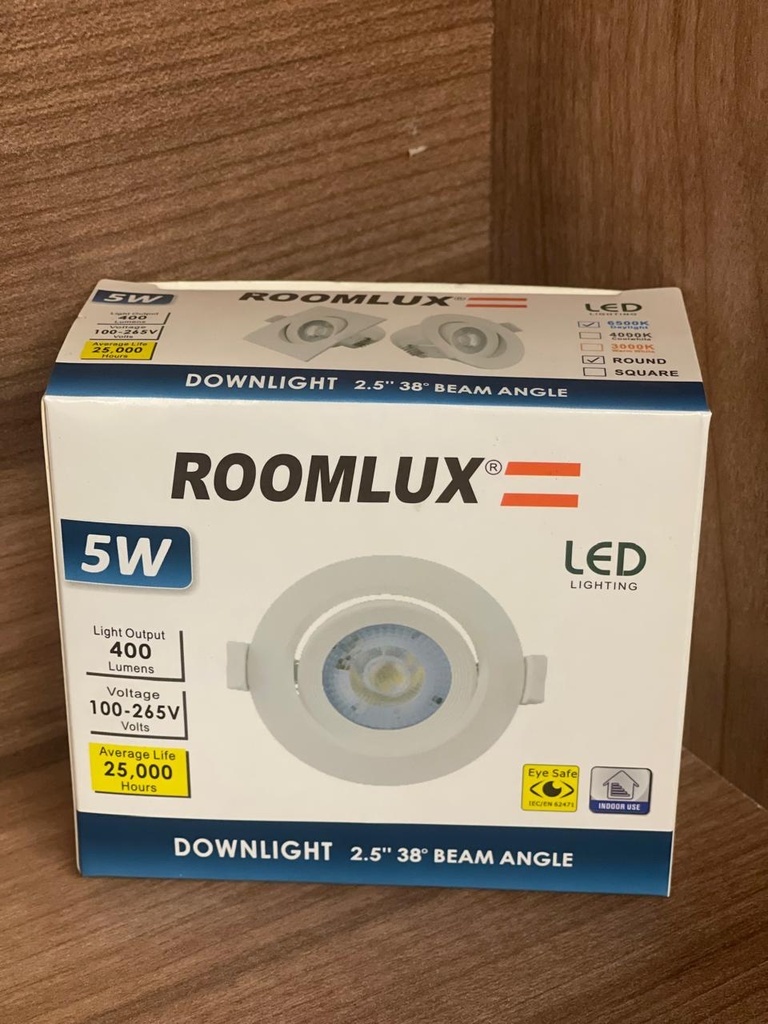 SPOT LED REDONDO BLANCO EMPOSTRAR PLASTICO 5W 6500K AC100-265V ROOMLUX