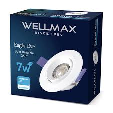 SPOT LED REDONDO BLANCO RECESADO EMPOSTRAR PLASTICO 7W 3000K AC100-240V WELLMAX Ø90MMX34