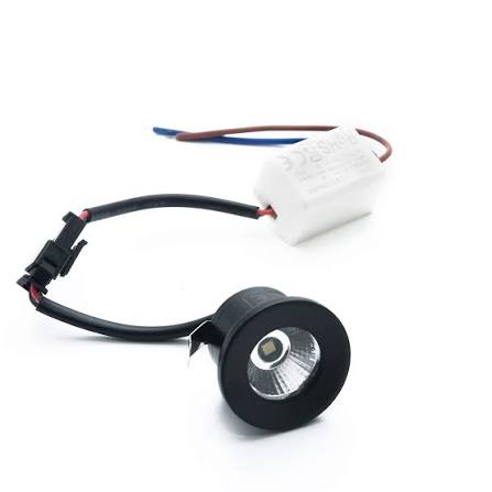SPOT LED REDONDO NEGRO EMPOSTRAR MINI 1W 3000K AC85-265V LX