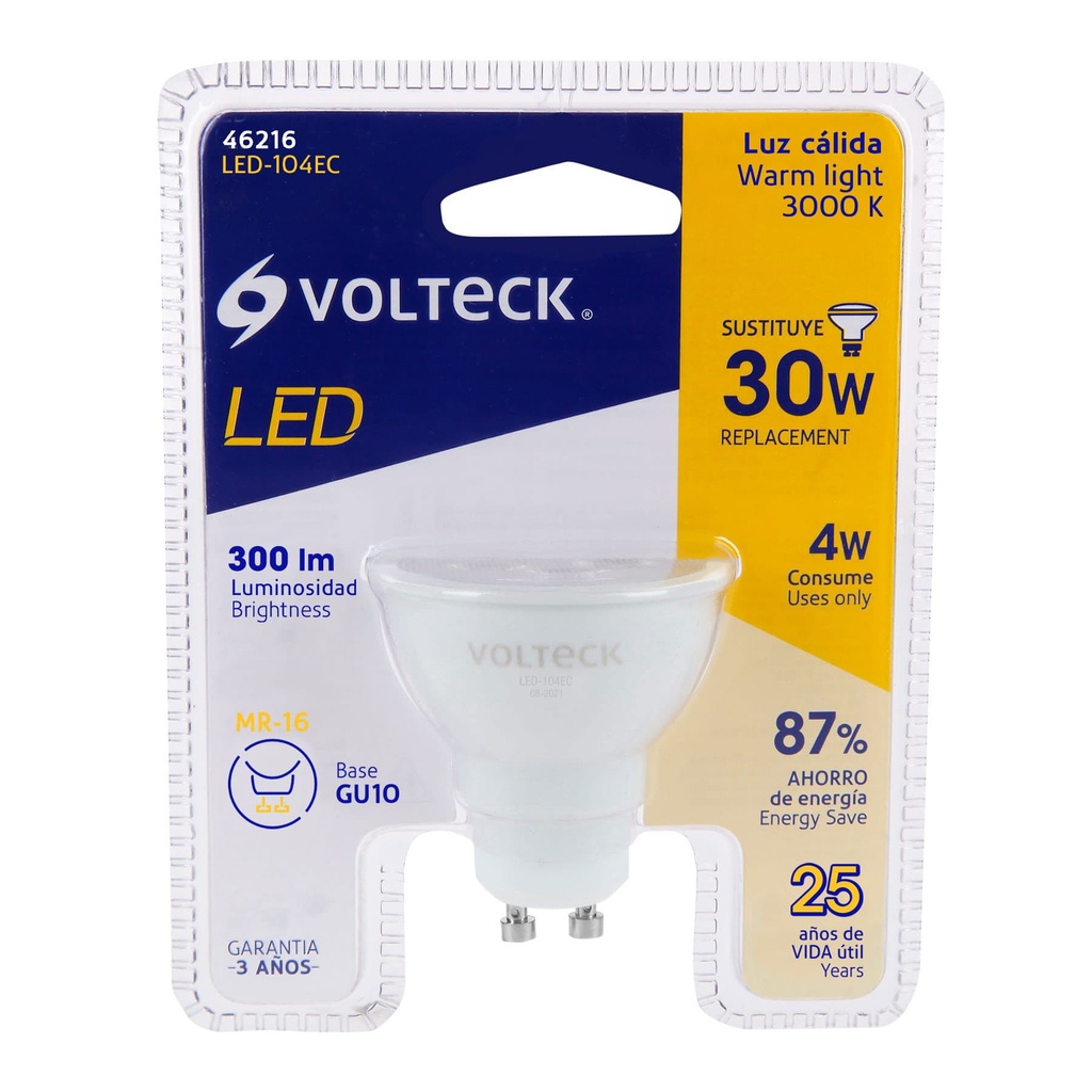 DICROICA LED GU10 4W 3000K AC 110-2200V VOLTECK