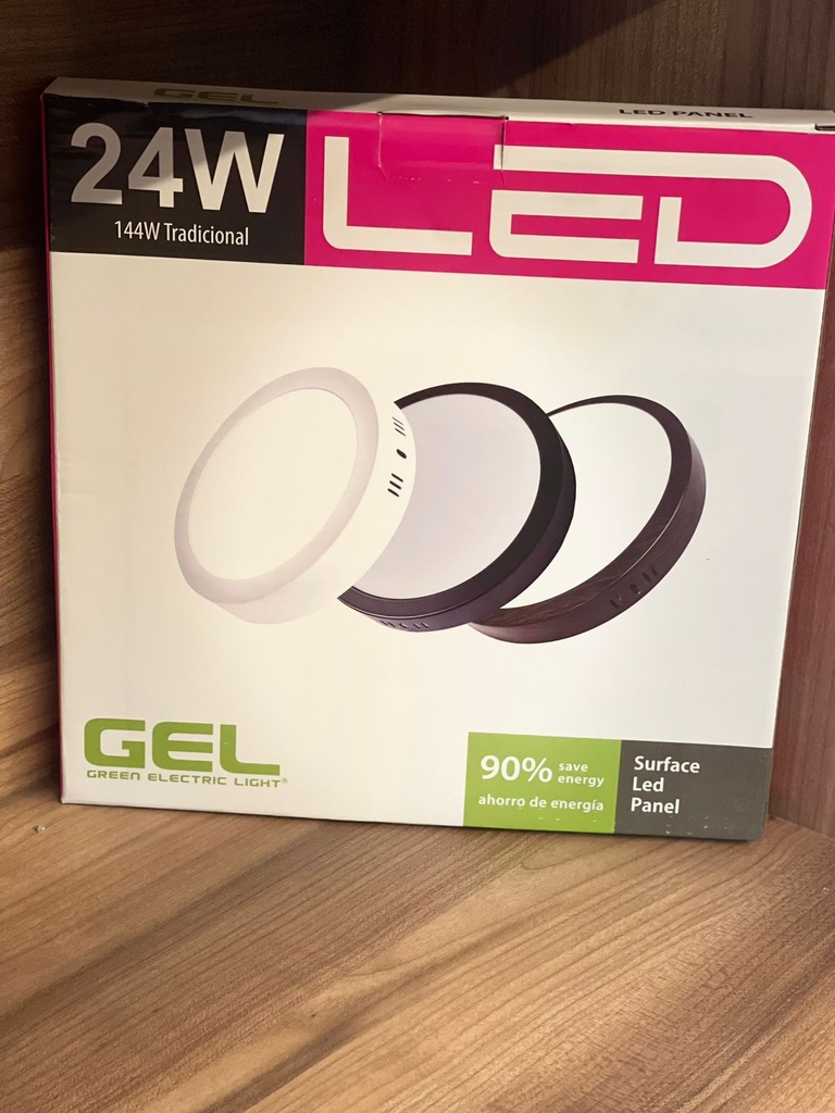 PANEL LED REDONDO DE SUPERFICIE NEGRO 24W 3000K AC100-265V GEL