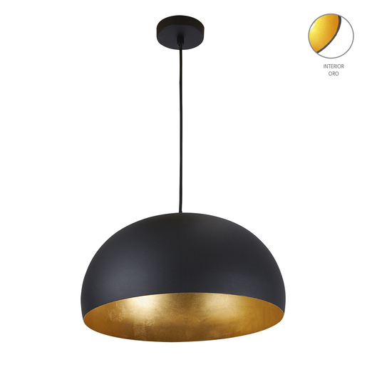 LAMPARA COLGANTE REDONDA DE ALUMINIO NEGRA Y DORADA E27 TECNOLITE