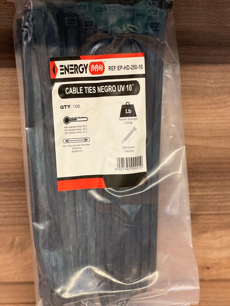 TAYRRAT NEGRO UV 10'' 7.6X250MM 120LB EP