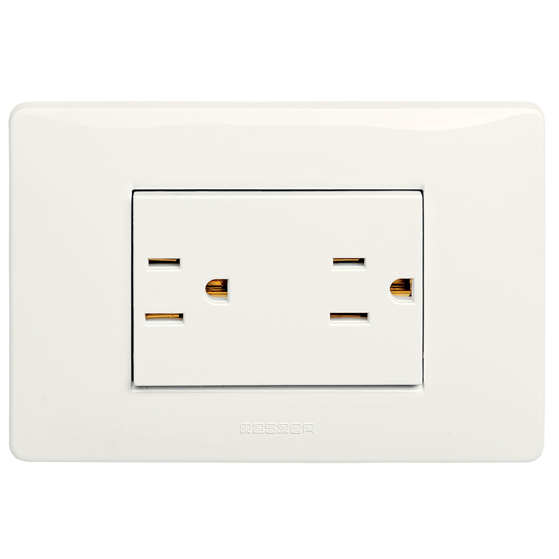 TOMACORRIENTE DOBLE 110V C/T BLANCO 15A MASTER