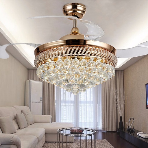 [ATD-0004] ABANICO DE TECHO DORADO CON BLUETOOTH 110V DECORATIVO