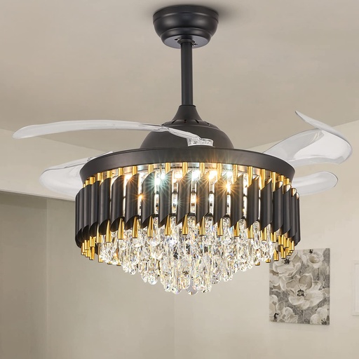[AT-15584] ABANICO DE TECHO DORADO Y NEGRO 110V DECORATIVO