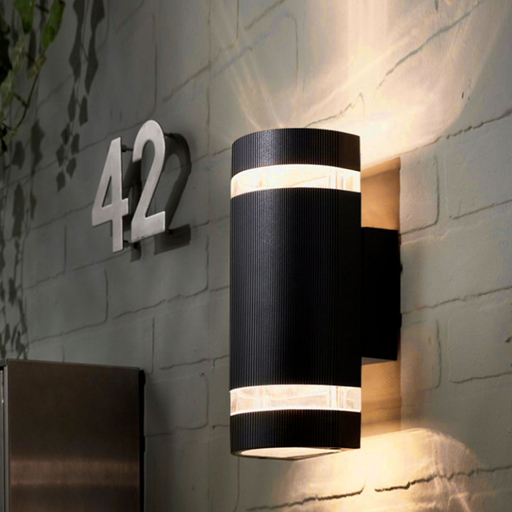 APLIQUE DE PARED OVALADO NEGRO 2 RALLA 2 SOCKET E27