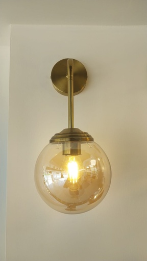 [191128/1] APLIQUE DE PARED P/ INTERIOR DORADO GLOBO AMBAR COLGANTE E27
