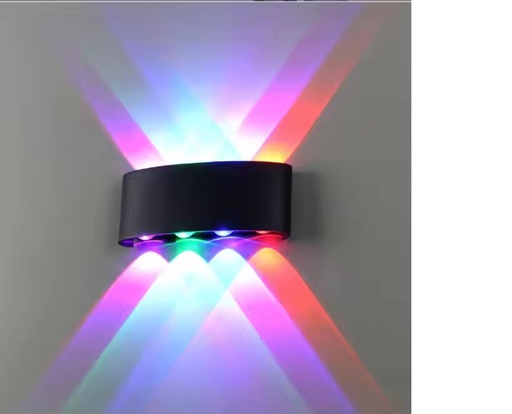 [AON-53075] APLIQUE LED DE PARED OVALADO NEGRO 8W RGB AC85-265V IN