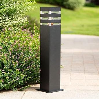 [B50106] BALIZA DE JARDIN CUADRADA NEGRA  E27 ROOMLUX