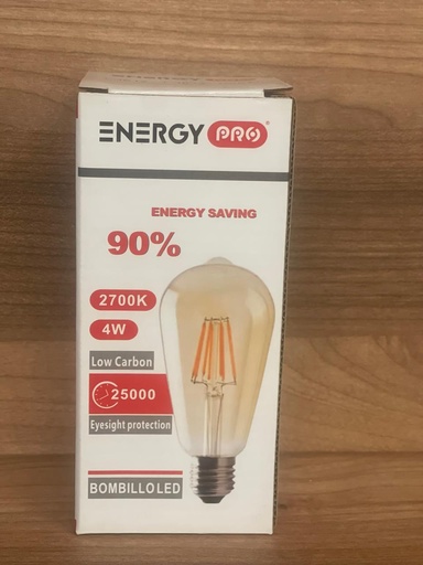 [EP-AMT64-4] BOMBILLO LED FILAMENTO AMBAR PERA 4W 2700K E27 AC110-130VV ENERGY