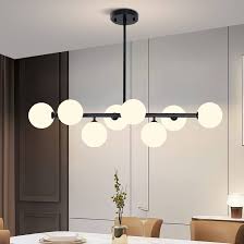 [LPDMG008019L1M8BKE26X7] LAMPARA COLGANTE DE TECHO NEGRA CON 9 GLOBO BLANCO E27