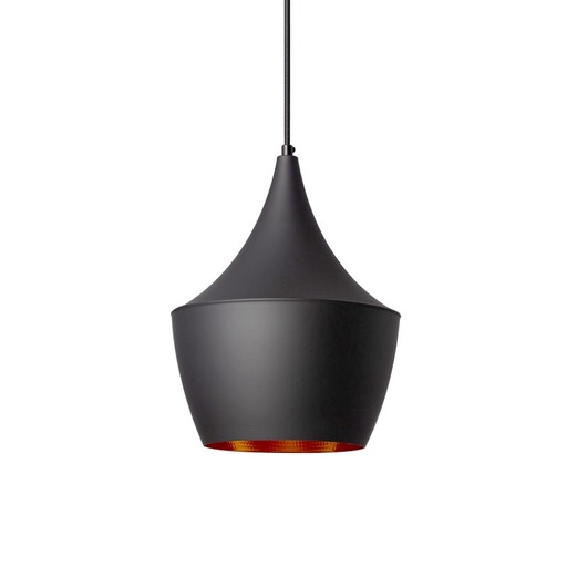 [12387] LAMPARA COLGANTE NEGRA Y DORADA COPA INVERTIDAD E27