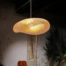 [D0201-1] LAMPARA DE BAMBU COLGANTE ARAÑA 51X31X17