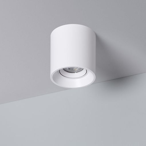 [D27410] LAMPARA GU10 CILINDRICA DE TECHO PLASTICA BLANCA ROOMLUX