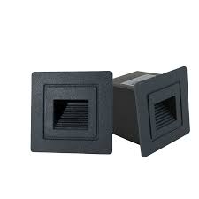 [23566] LAMPARA LED EMPOSTRABLE DE ESCALERA NEGRA CUADRADA 3W 3000K 85-265V WJ