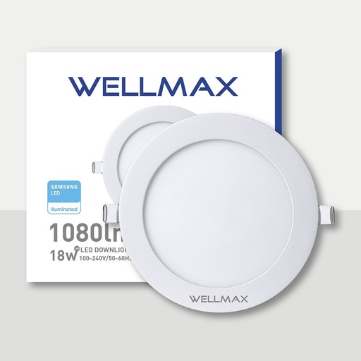 [PREW-1800] PANEL LED REDONDO EMPOSTRABLE 18W 6500K AC100-240V 1440LM 25000HRS Ø225MM WELLMAX