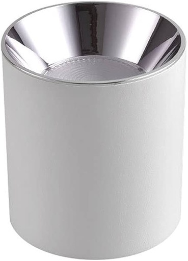 [22075] LAMPARA CILINDRICA DE SUPERFICIE DE METAL BLANCA 10W 3000K WJ